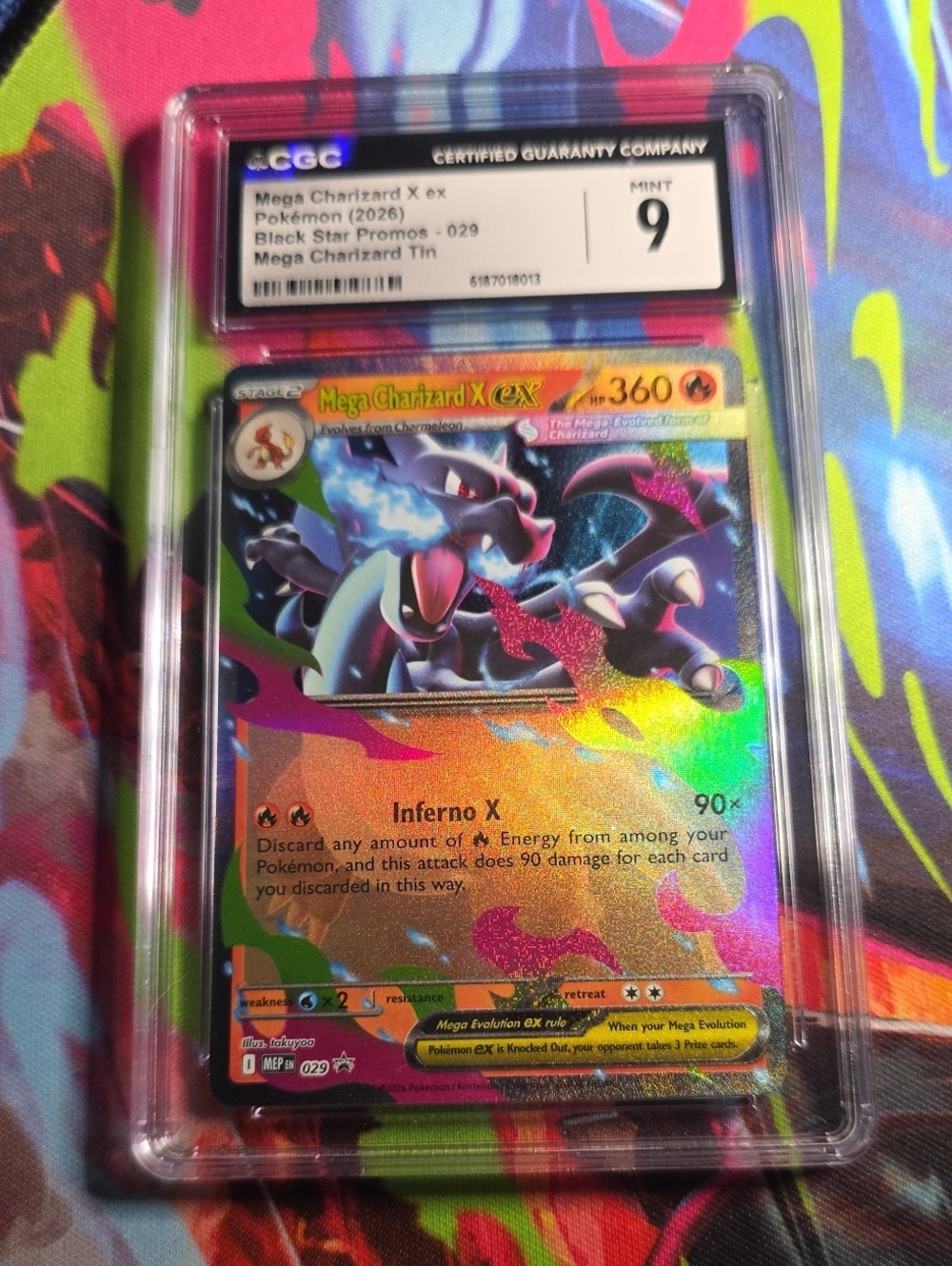 Pokemon Mega Charizard X ex Holographic Graded Card — Black & Blue